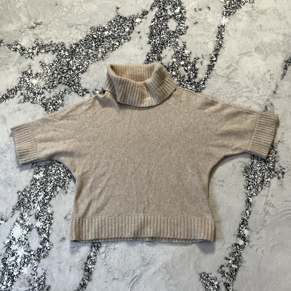 Only Mine 2 Ply Cashmere Sweater Womens Size Medium Brown Turtleneck Ribbed